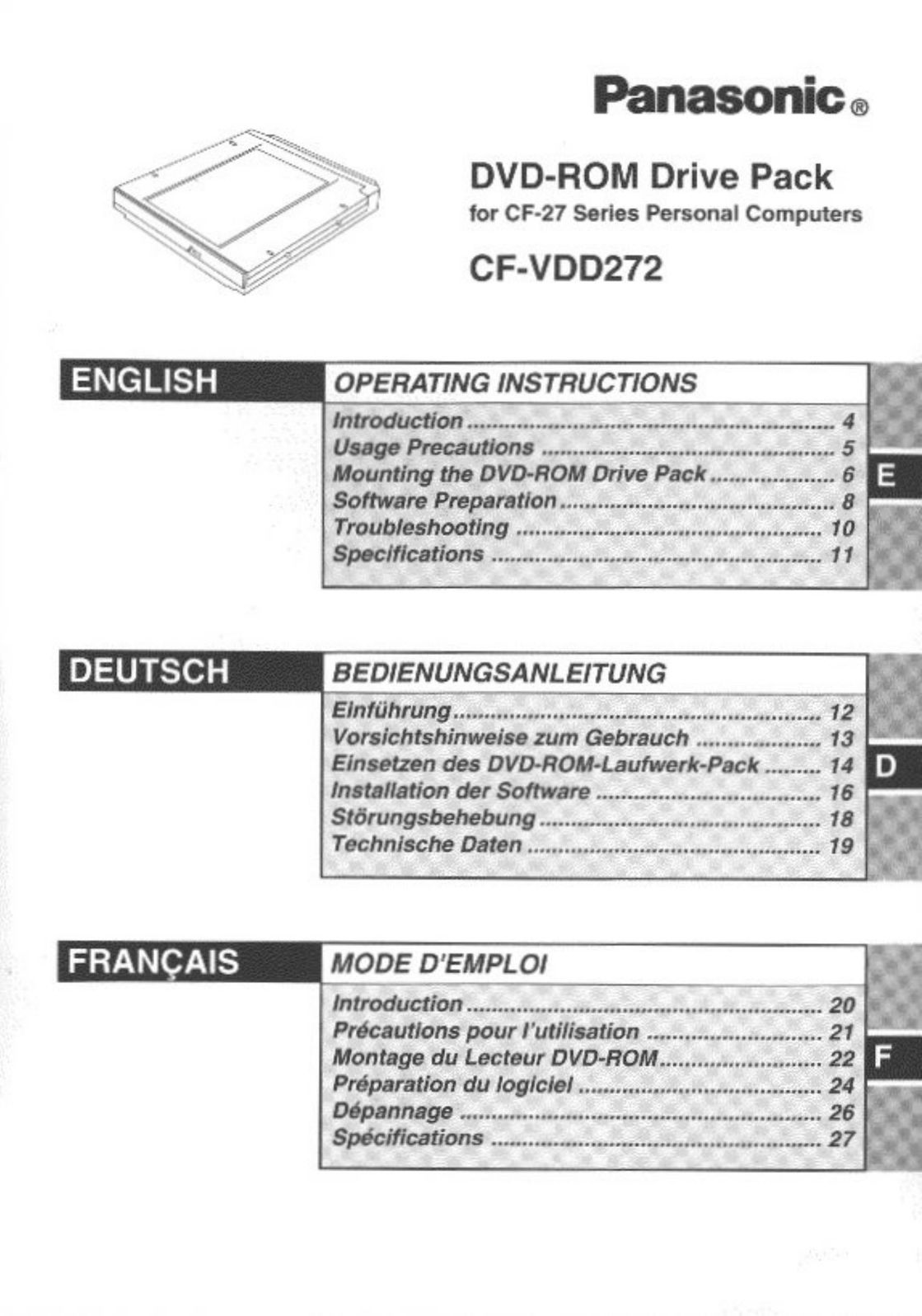 Panasonic CF-VDD272 Computer Drive User Manual