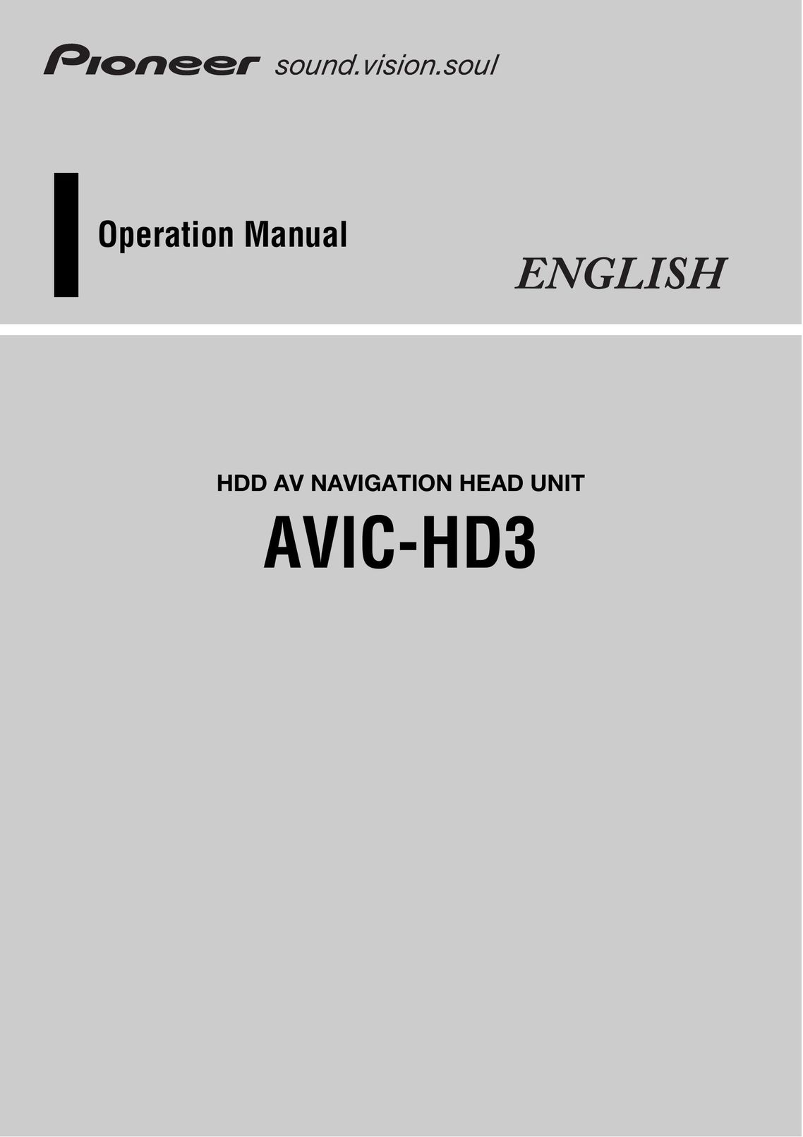 Pioneer AVIC-HD3 Computer Drive User Manual
