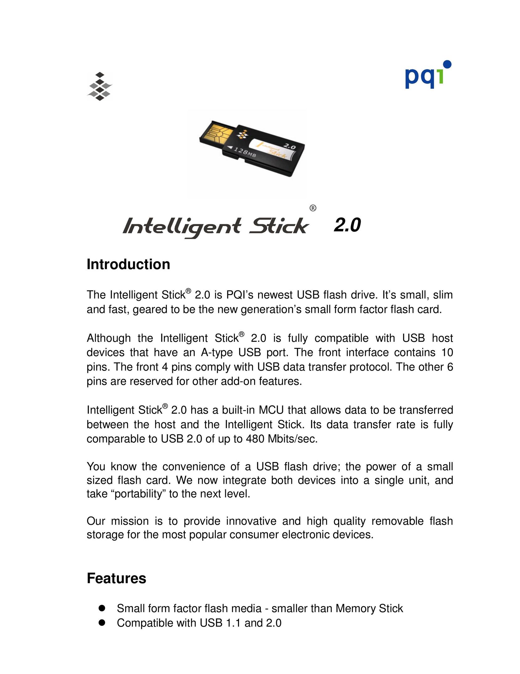 PQI I-Stick 2.0 Computer Drive User Manual