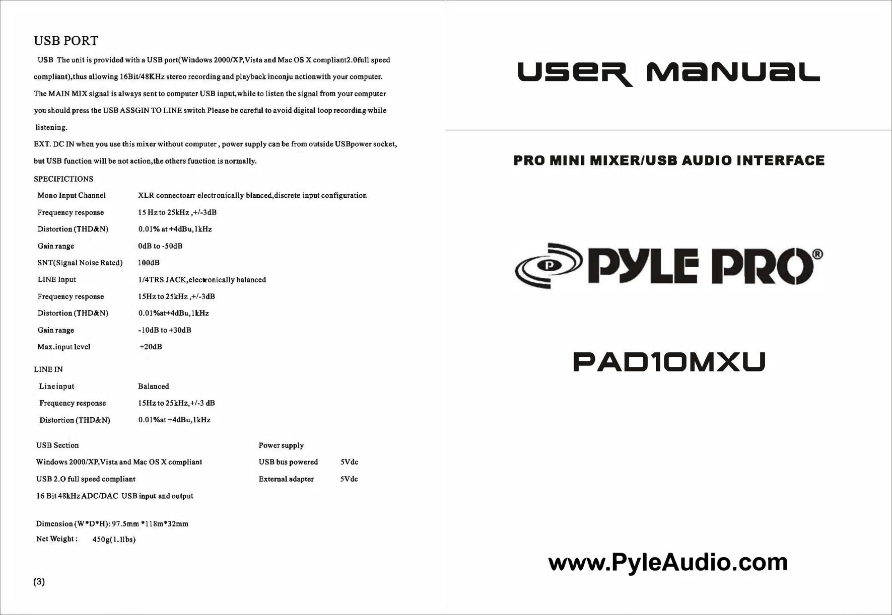 PYLE Audio PAD10MXU Computer Drive User Manual