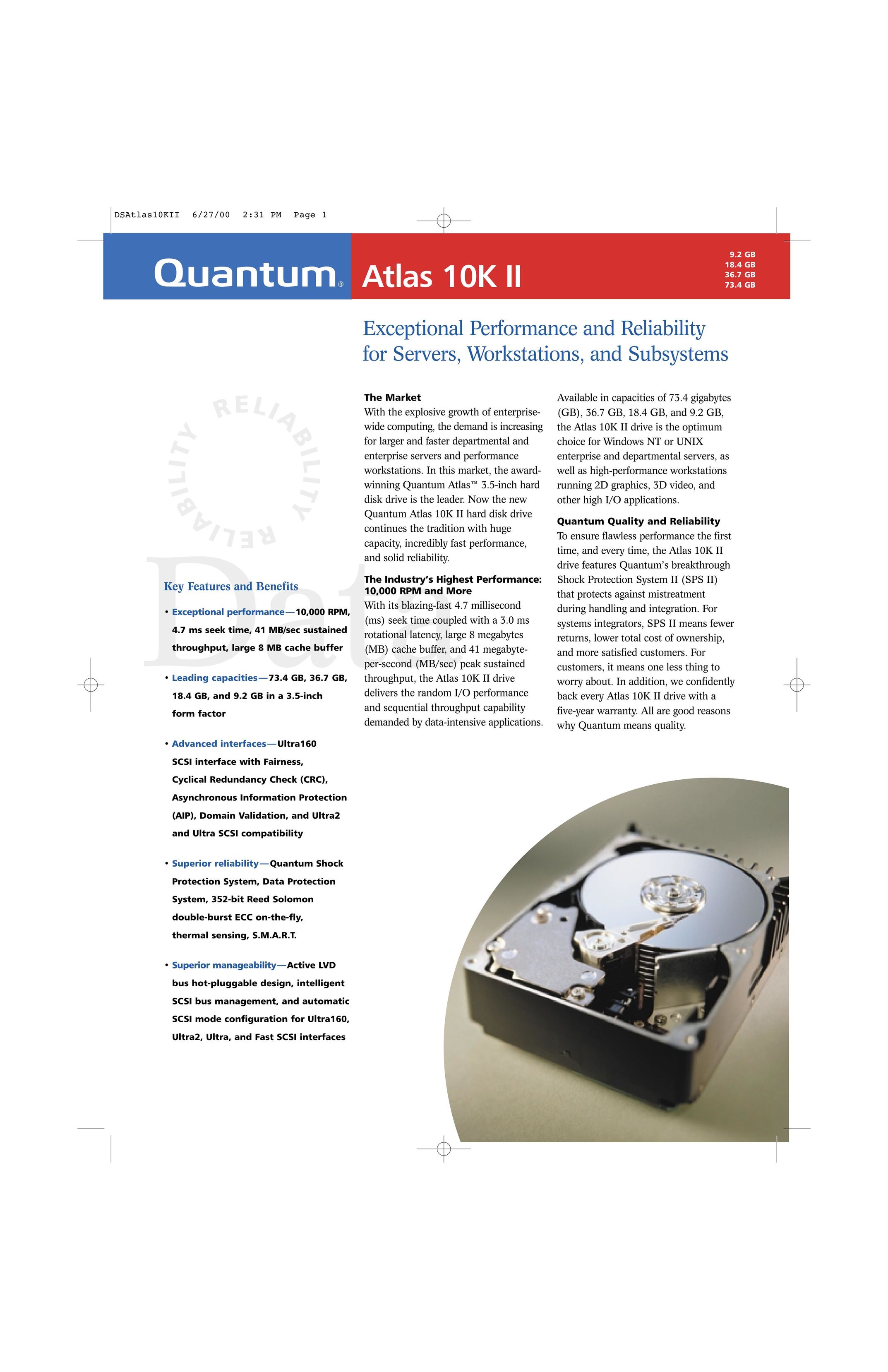 Quantum 10K II Computer Drive User Manual