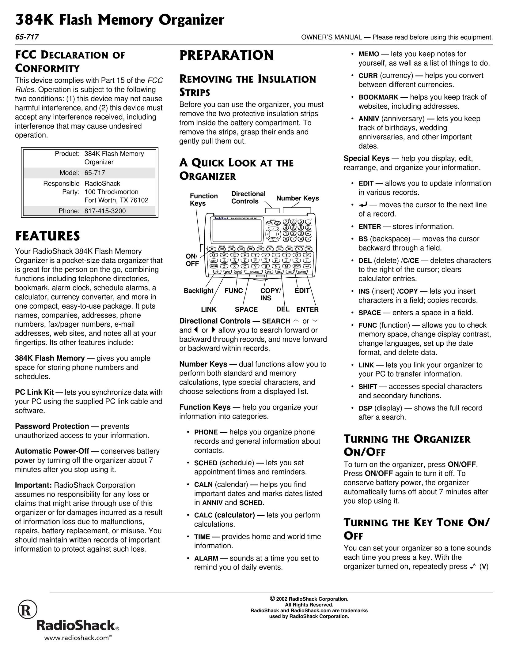 Radio Shack 65-717 Computer Drive User Manual