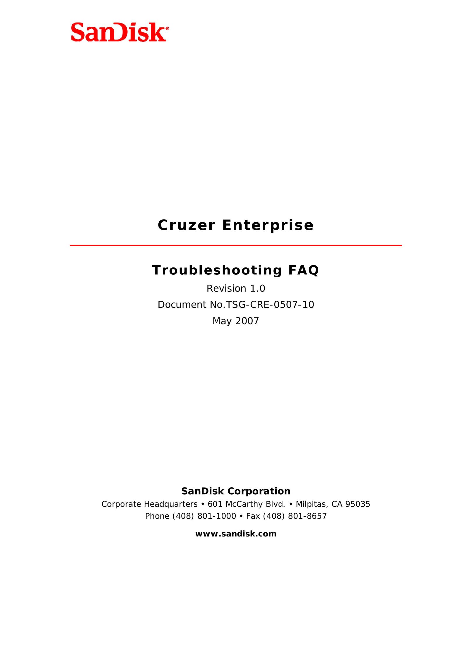 SanDisk Cruzer Enterprise Computer Drive User Manual