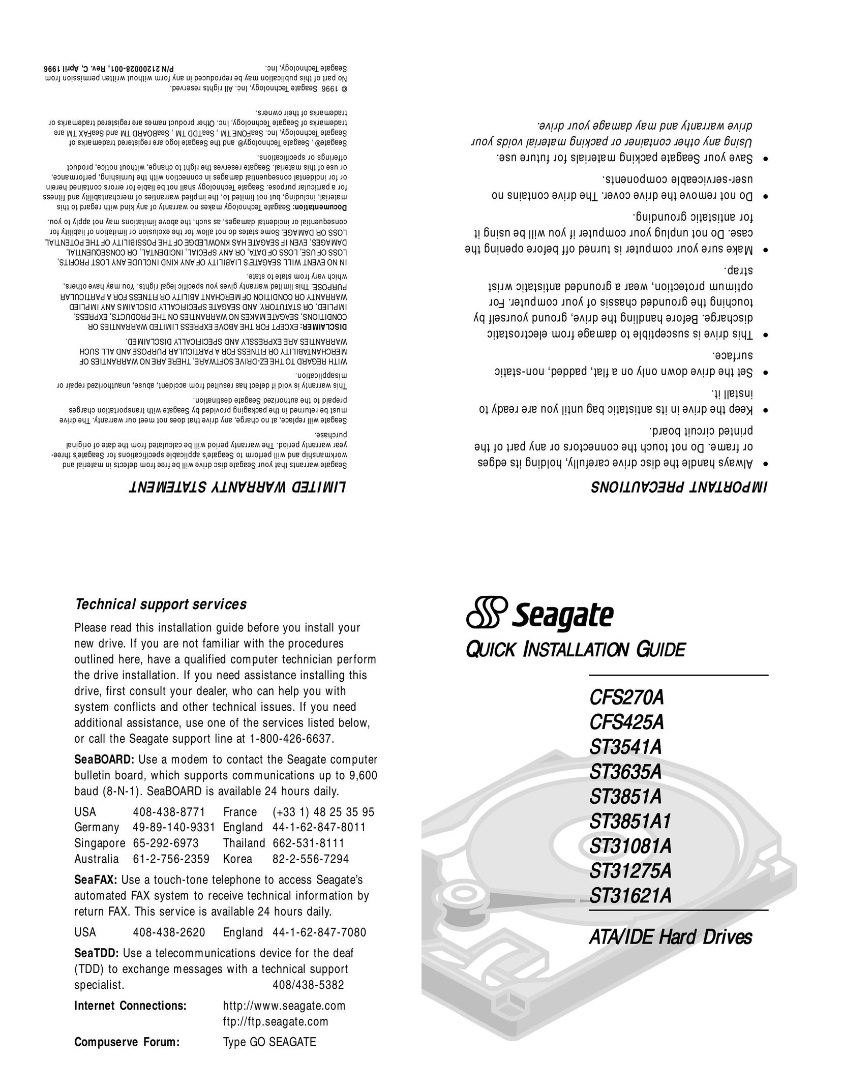 Seagate CFS270A Computer Drive User Manual