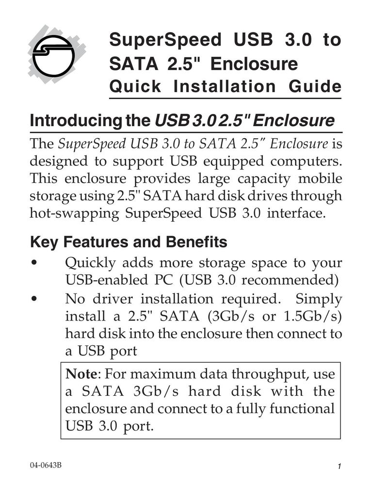 SIIG 04-0643B Computer Drive User Manual