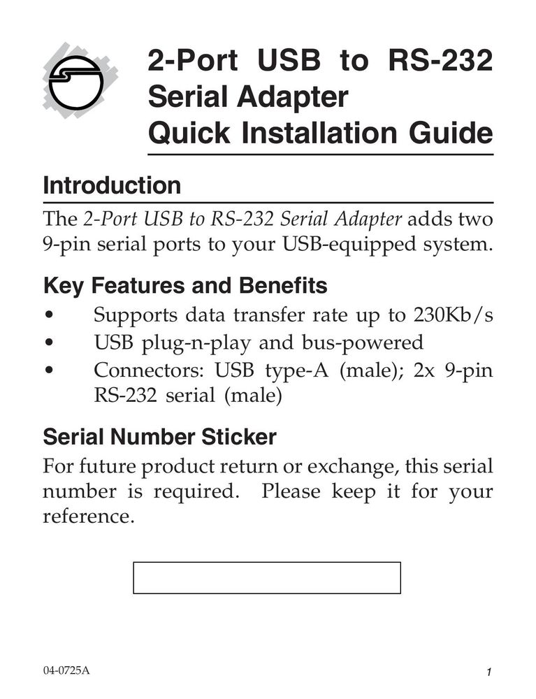 SIIG 04-0725A Computer Drive User Manual