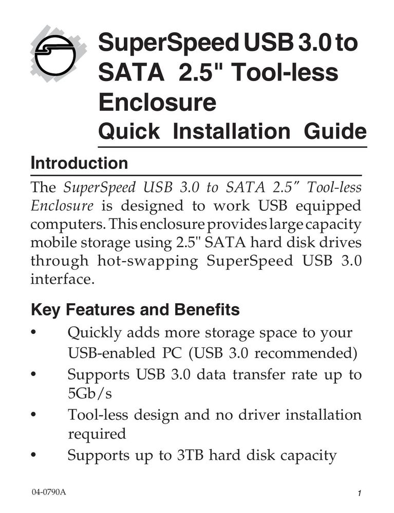 SIIG 04-0790A Computer Drive User Manual