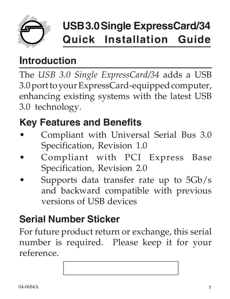 SIIG 5052 Computer Drive User Manual