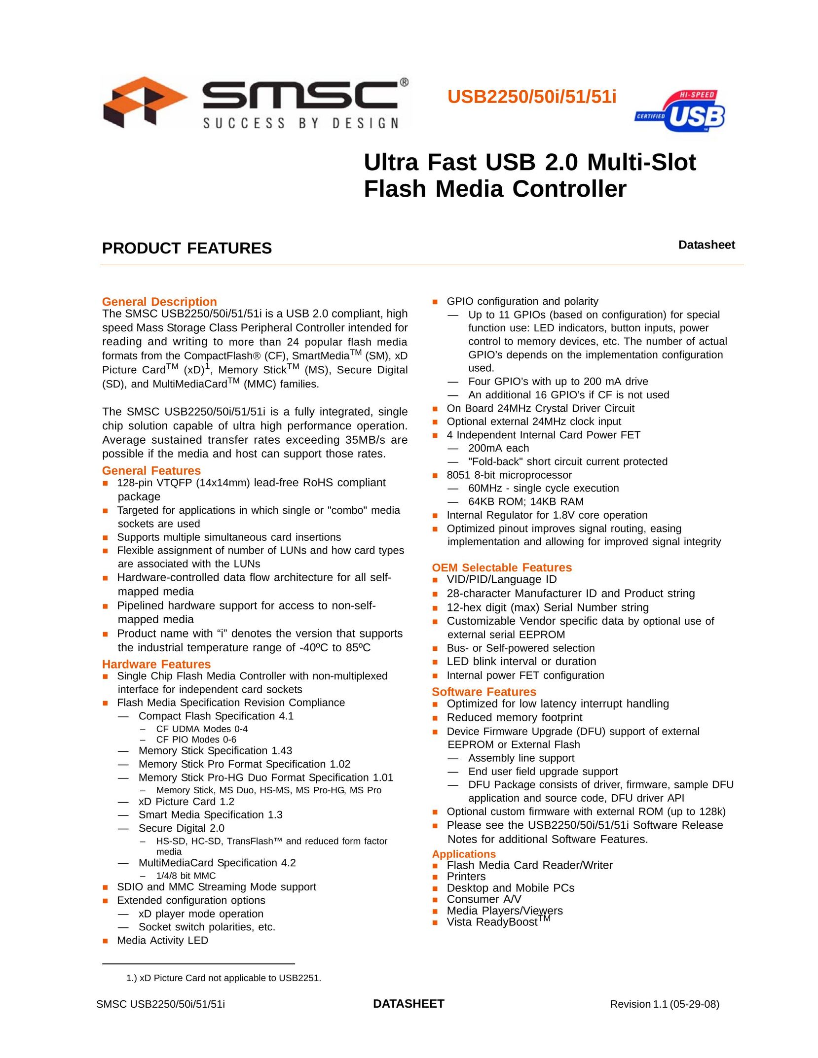 SMSC USB2250i Computer Drive User Manual