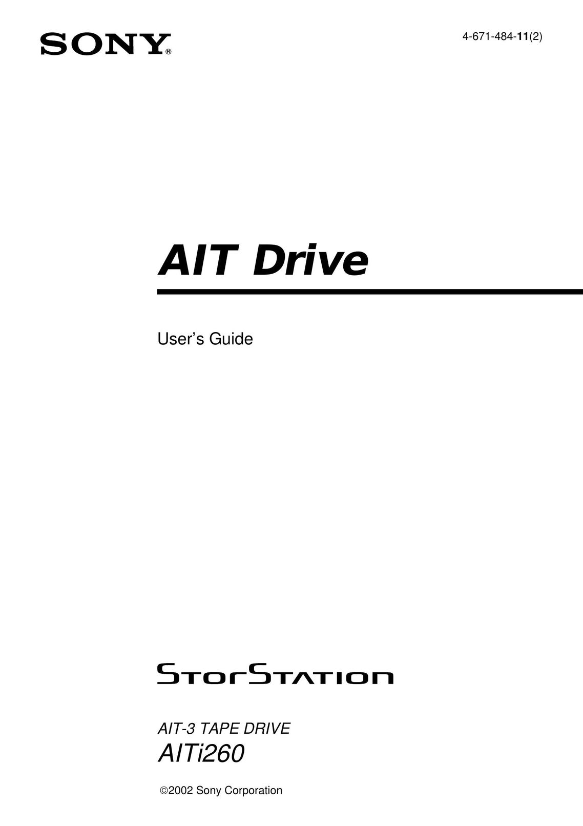 Sony AITi260 Computer Drive User Manual