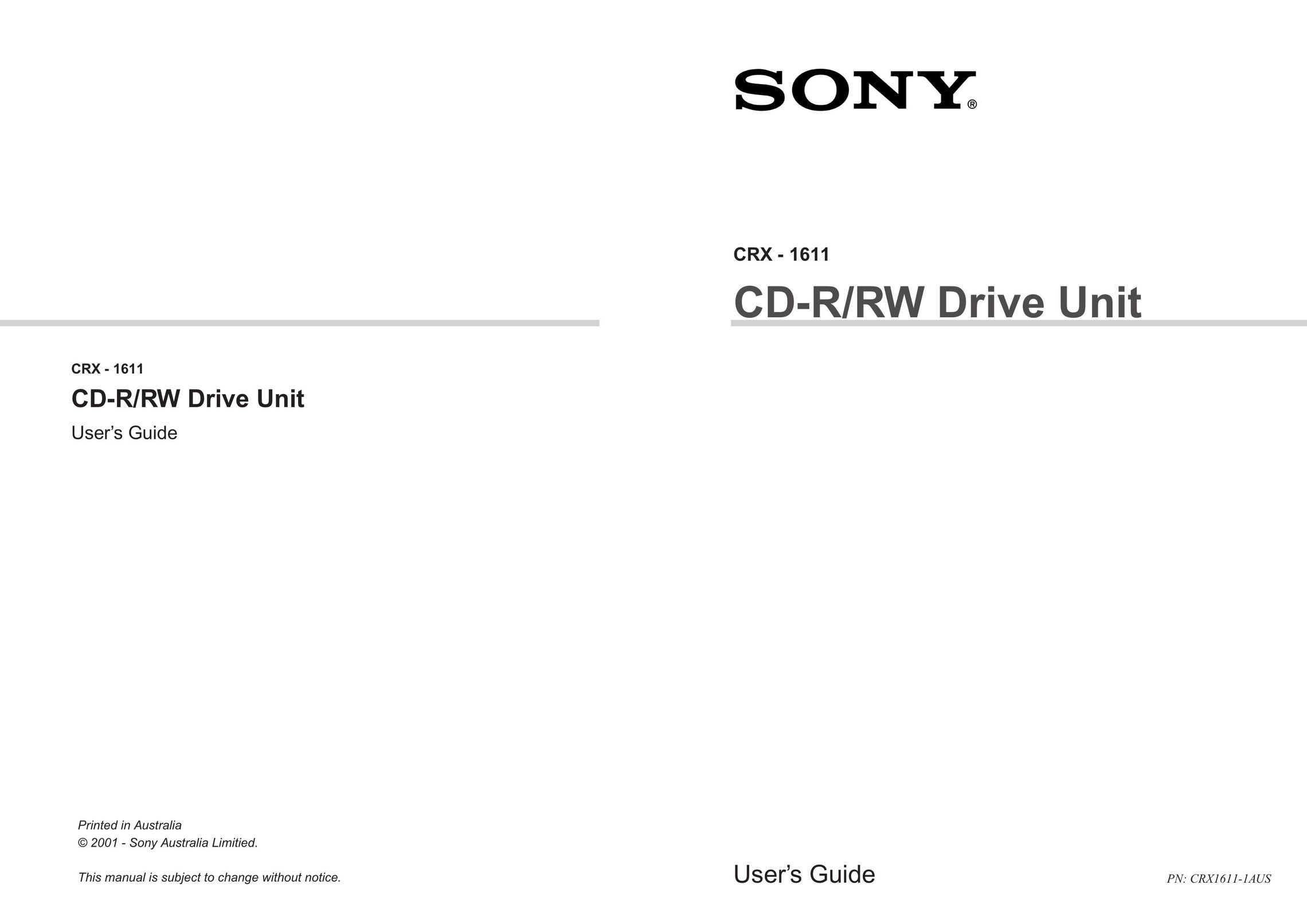 Sony CRX-1611 Computer Drive User Manual