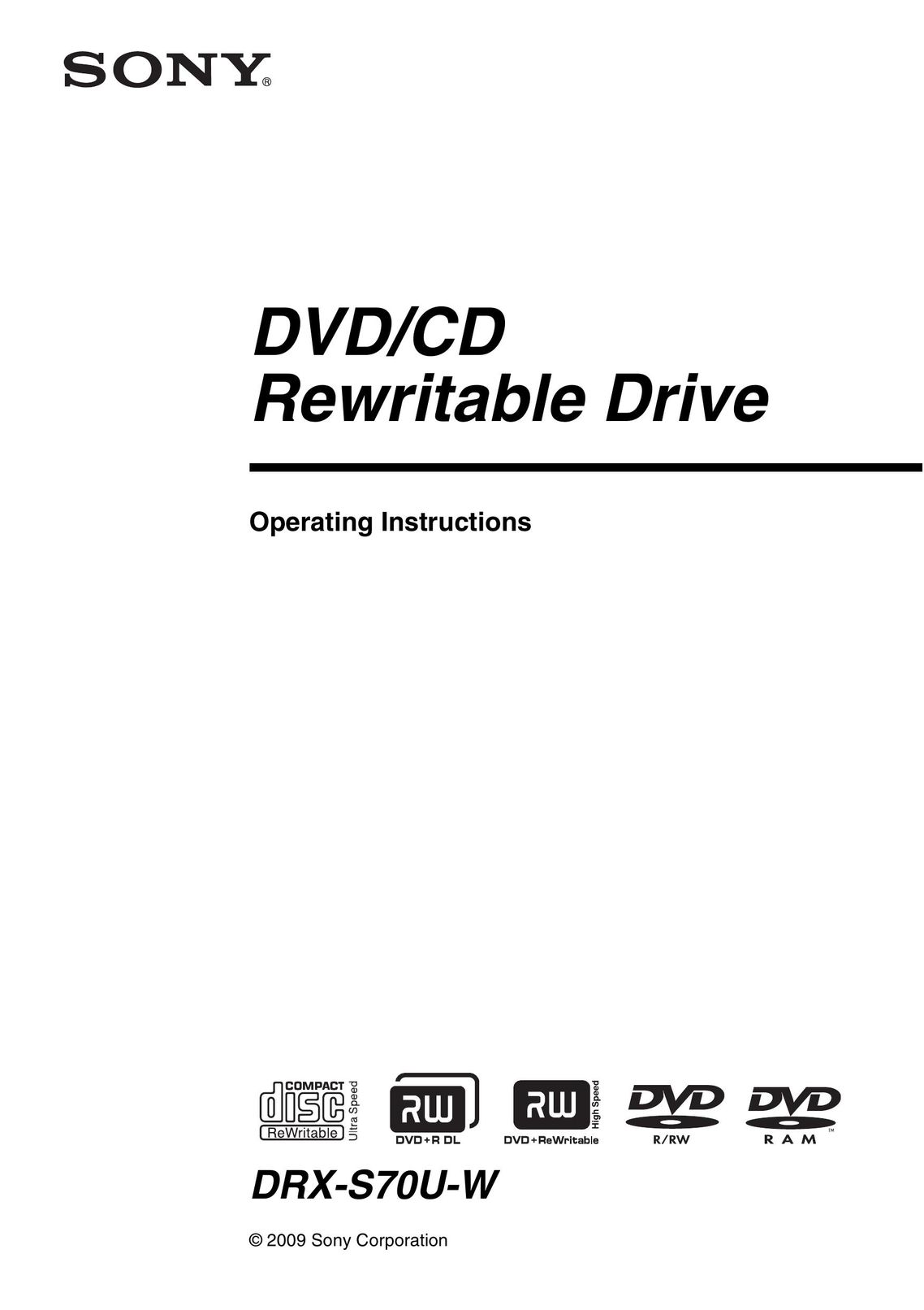 Sony DRX-S70U-W Computer Drive User Manual