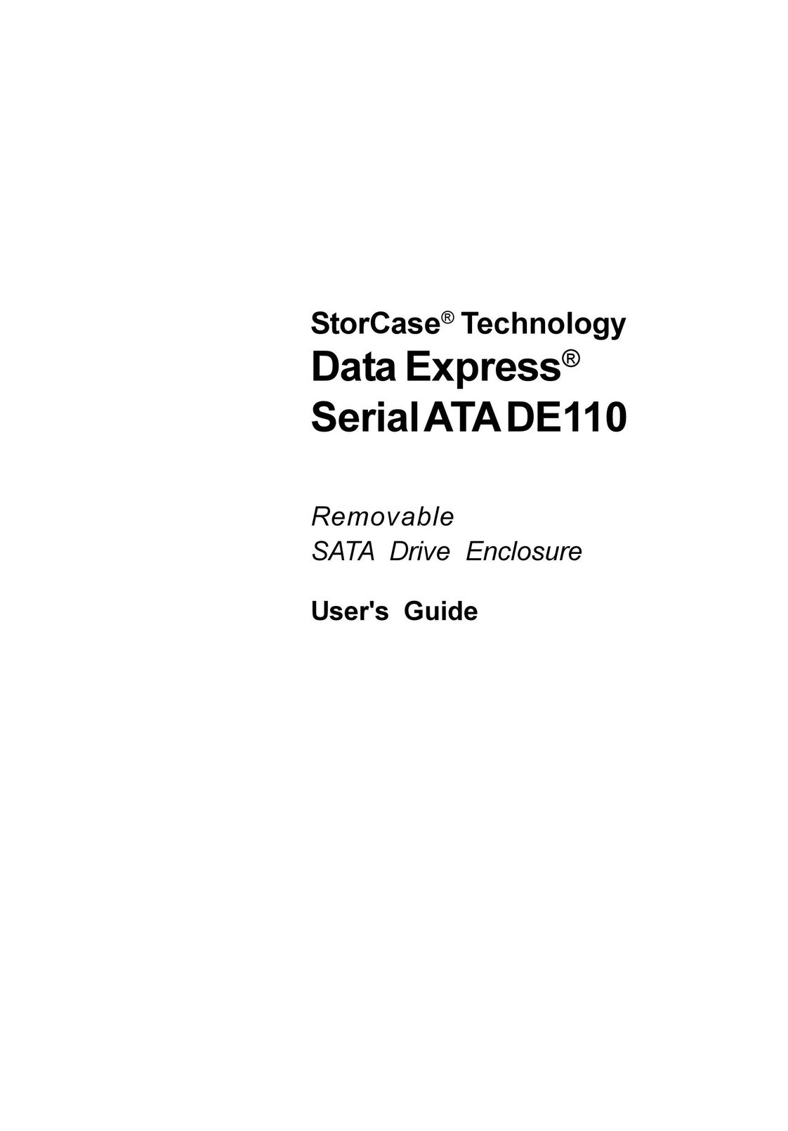 StorCase Technology DE110 Computer Drive User Manual