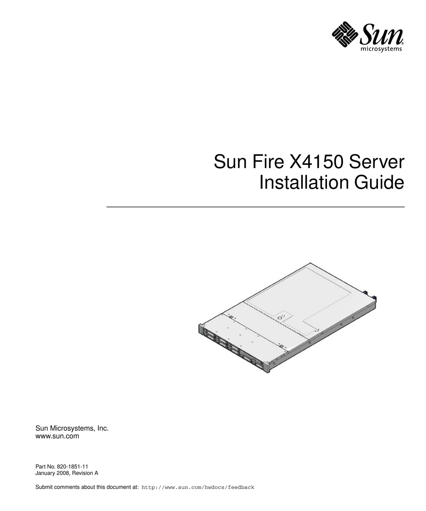 Sun Microsystems X4150 Server Computer Drive User Manual
