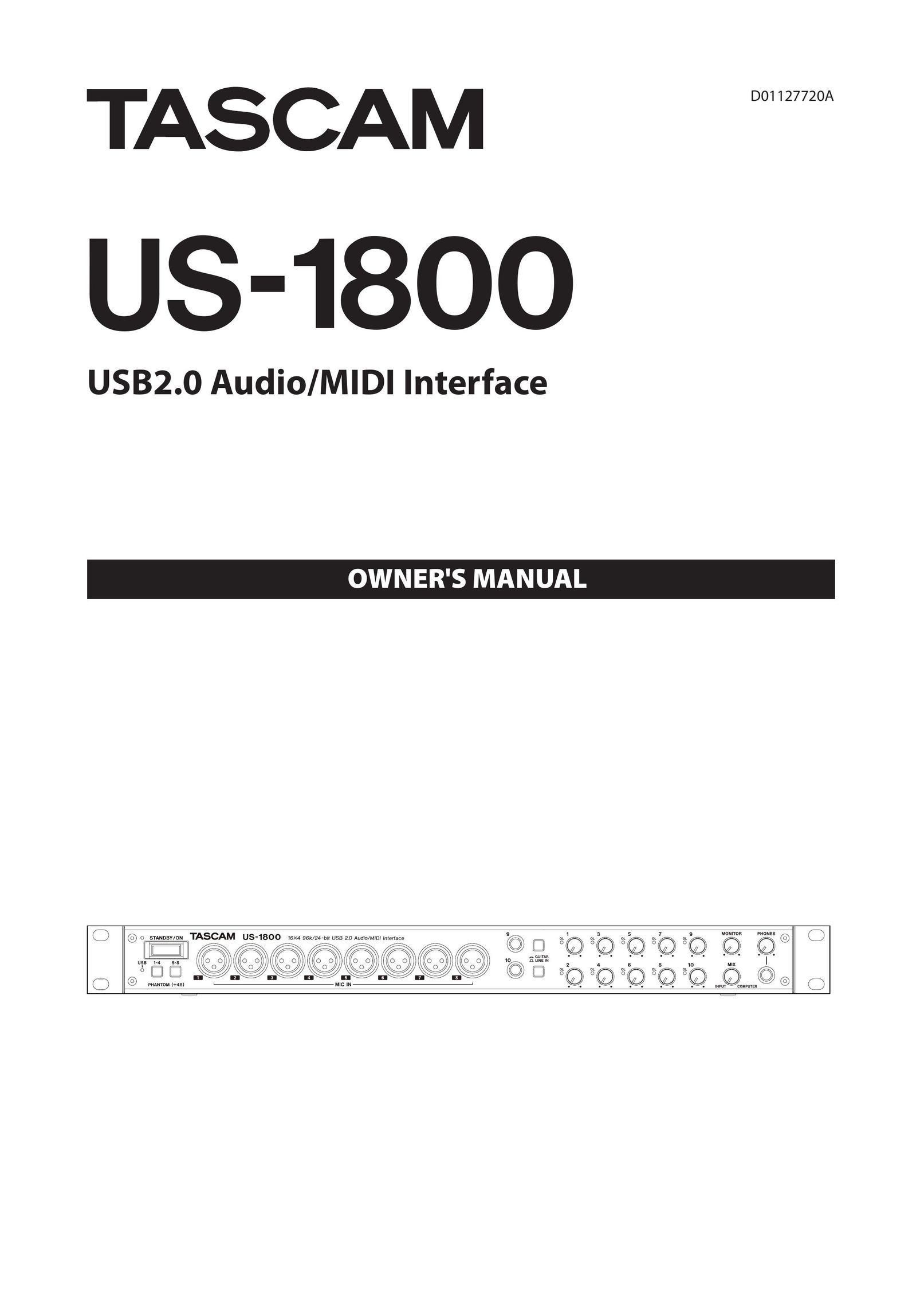 Tascam US-1800 Computer Drive User Manual