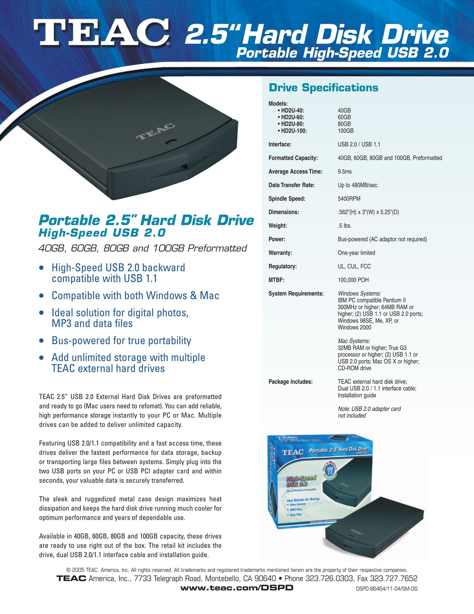 Teac HD2U-80 Computer Drive User Manual