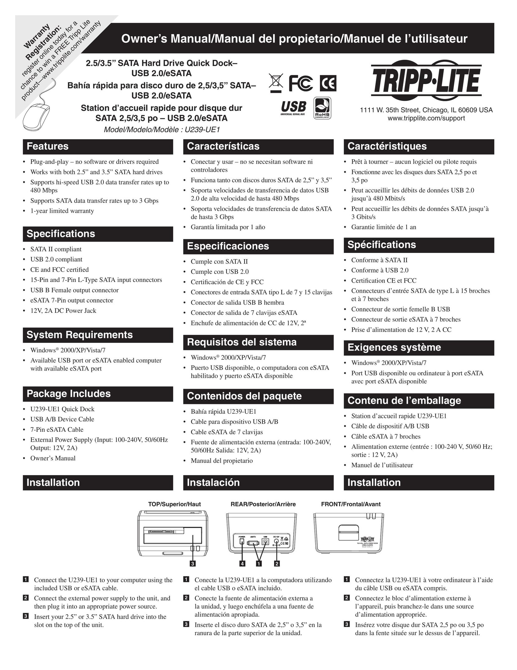 Tripp Lite U239-UE1 Computer Drive User Manual