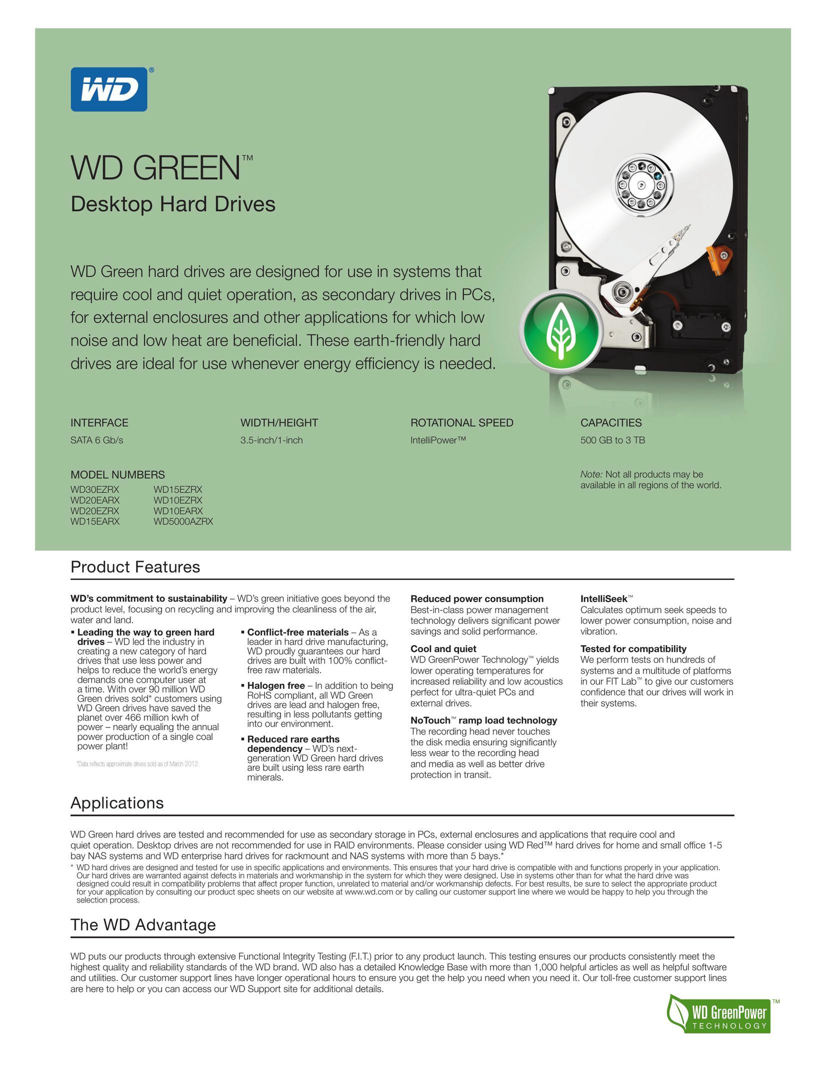 Western Digital WD10EZRX Computer Drive User Manual