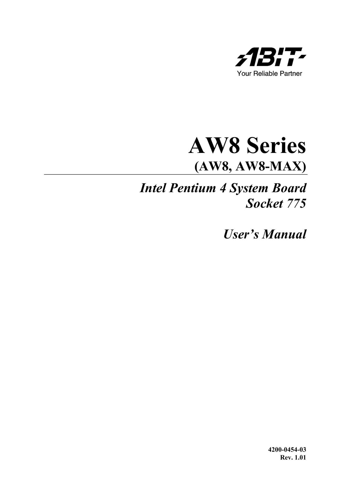 Abit AW8 Computer Hardware User Manual