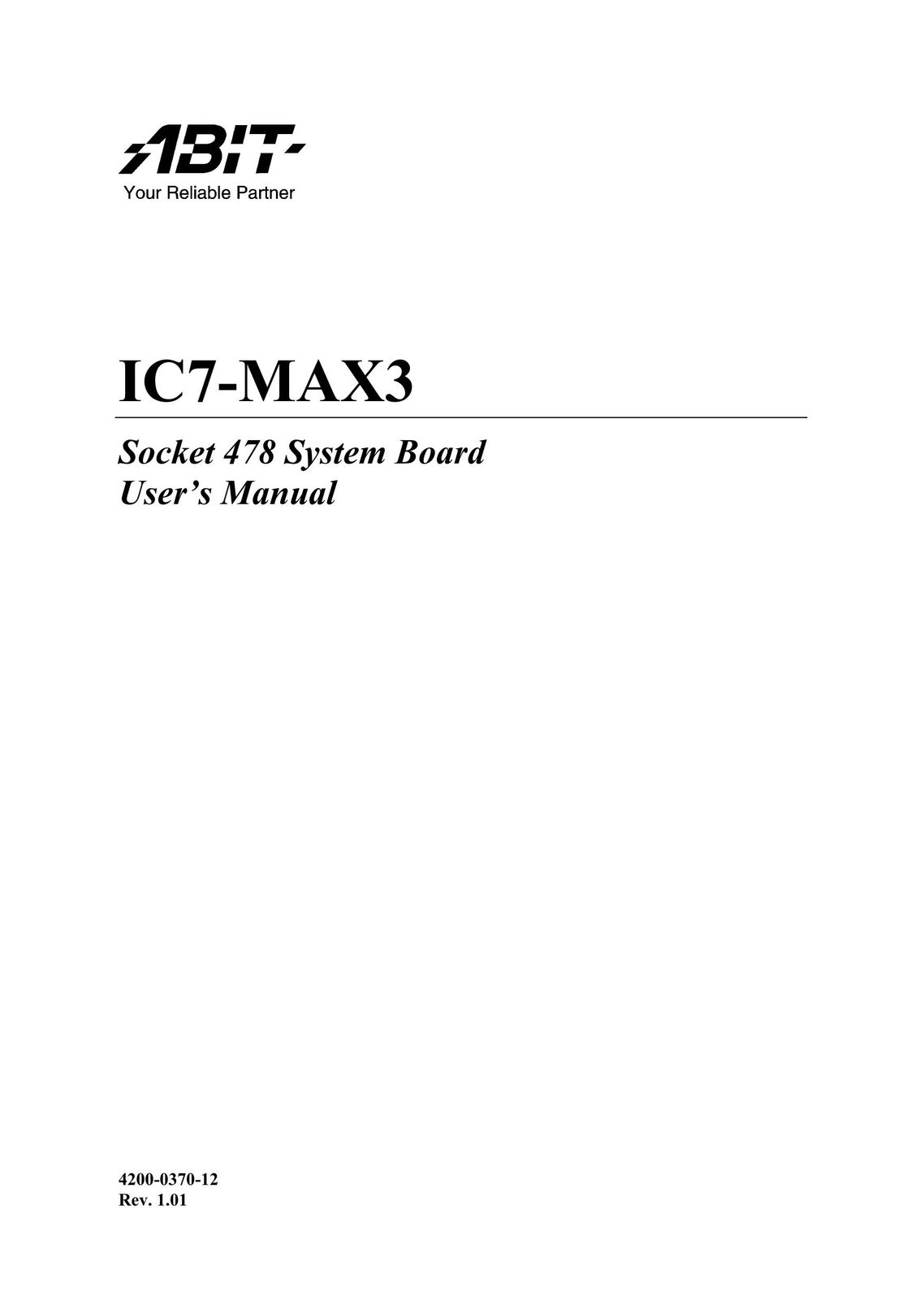 Abit IC7-MAX3 Computer Hardware User Manual