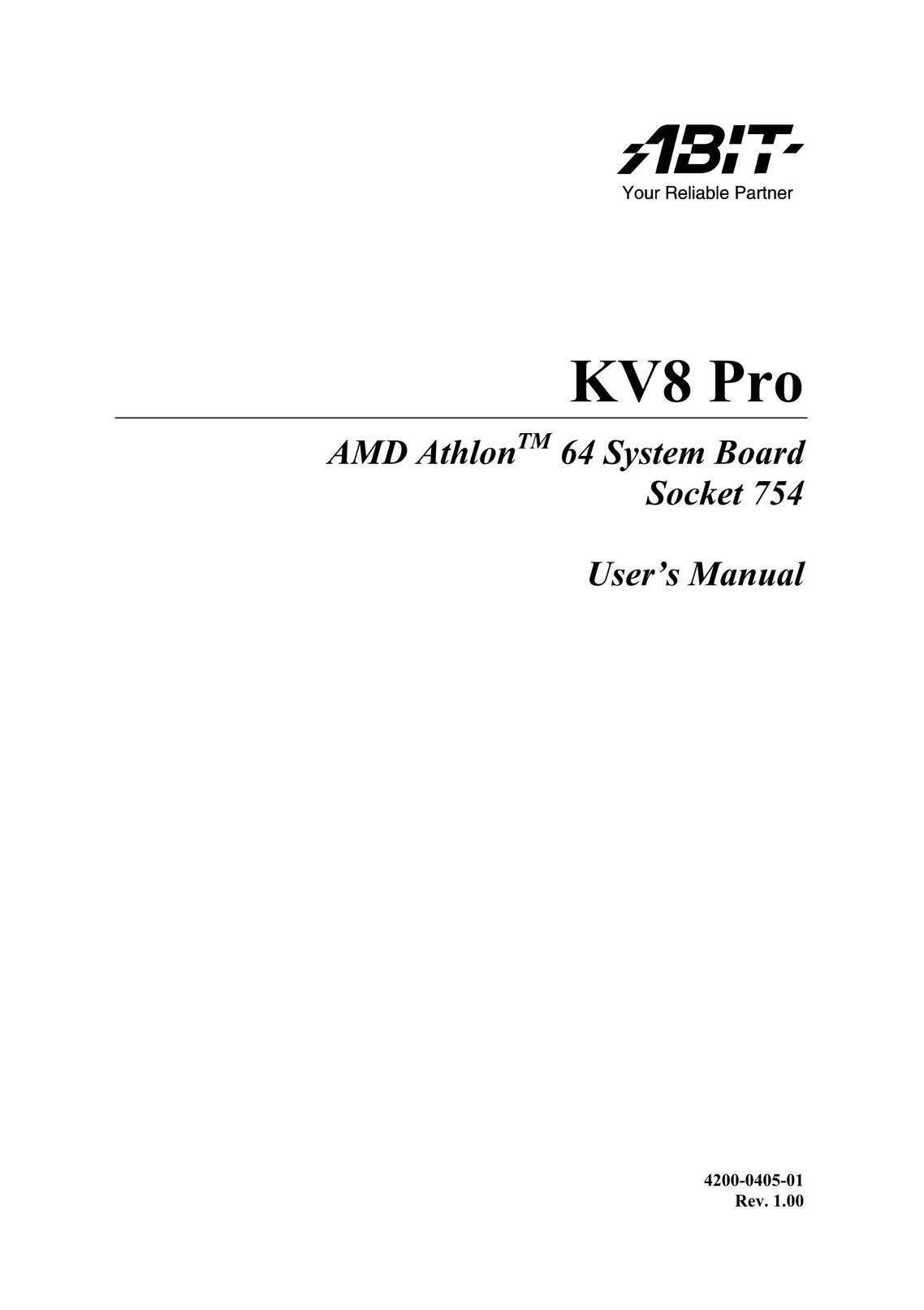 Abit KV8 PRO Computer Hardware User Manual