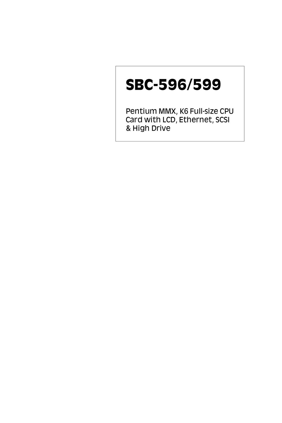 Adaptec SBC-599 Computer Hardware User Manual