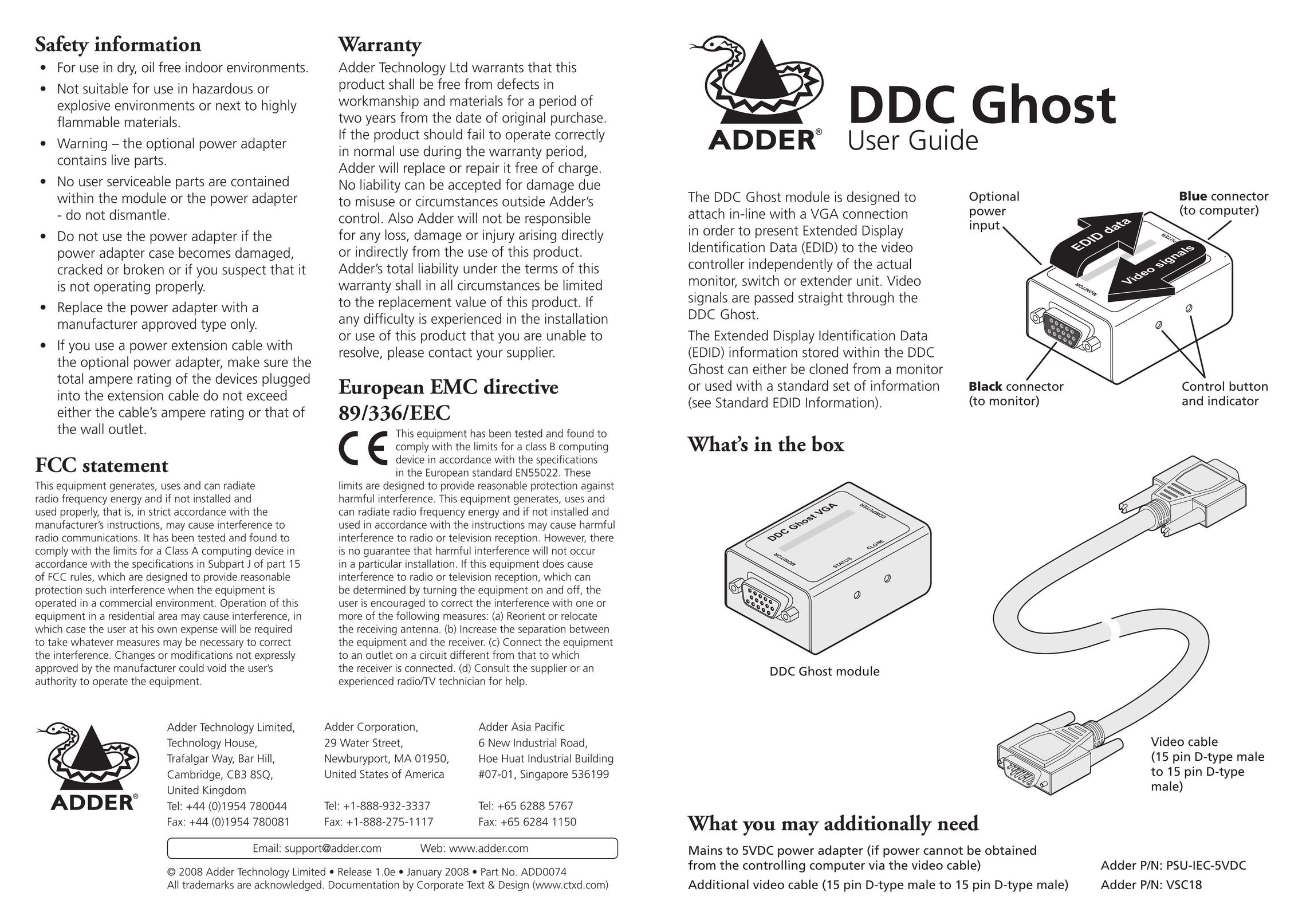 Adder Technology DDC Ghost Computer Hardware User Manual