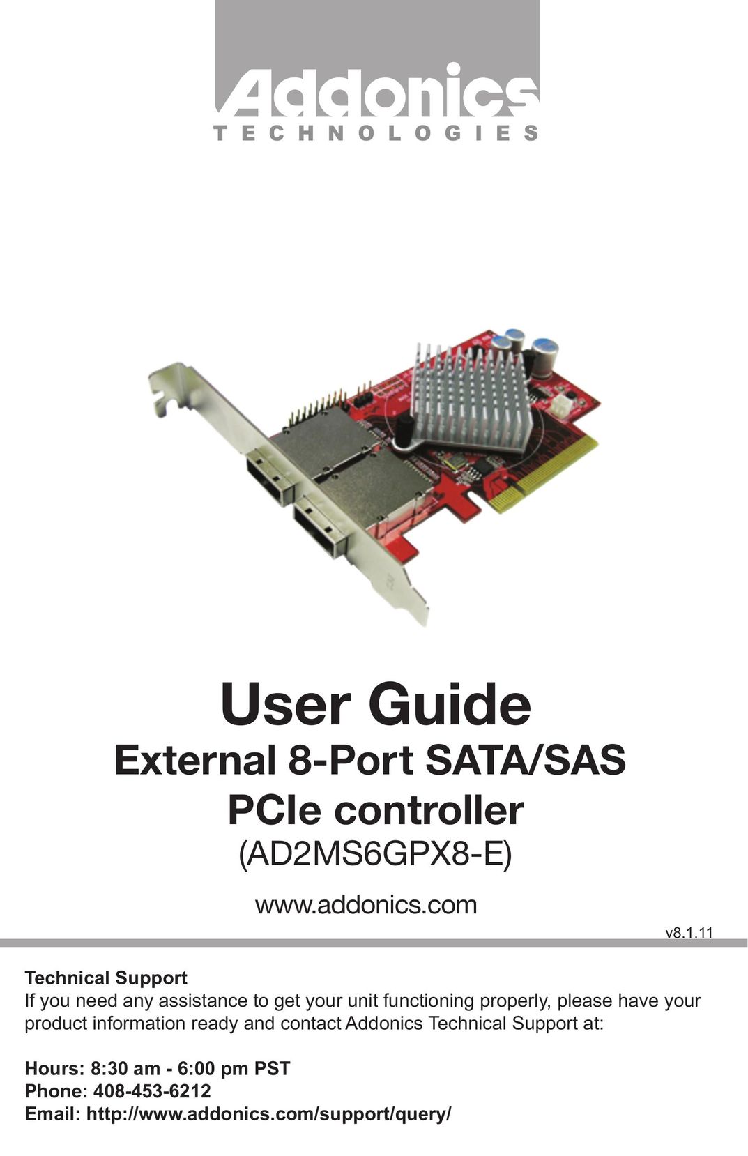 Addonics Technologies AD2MS6GPX8-E Computer Hardware User Manual