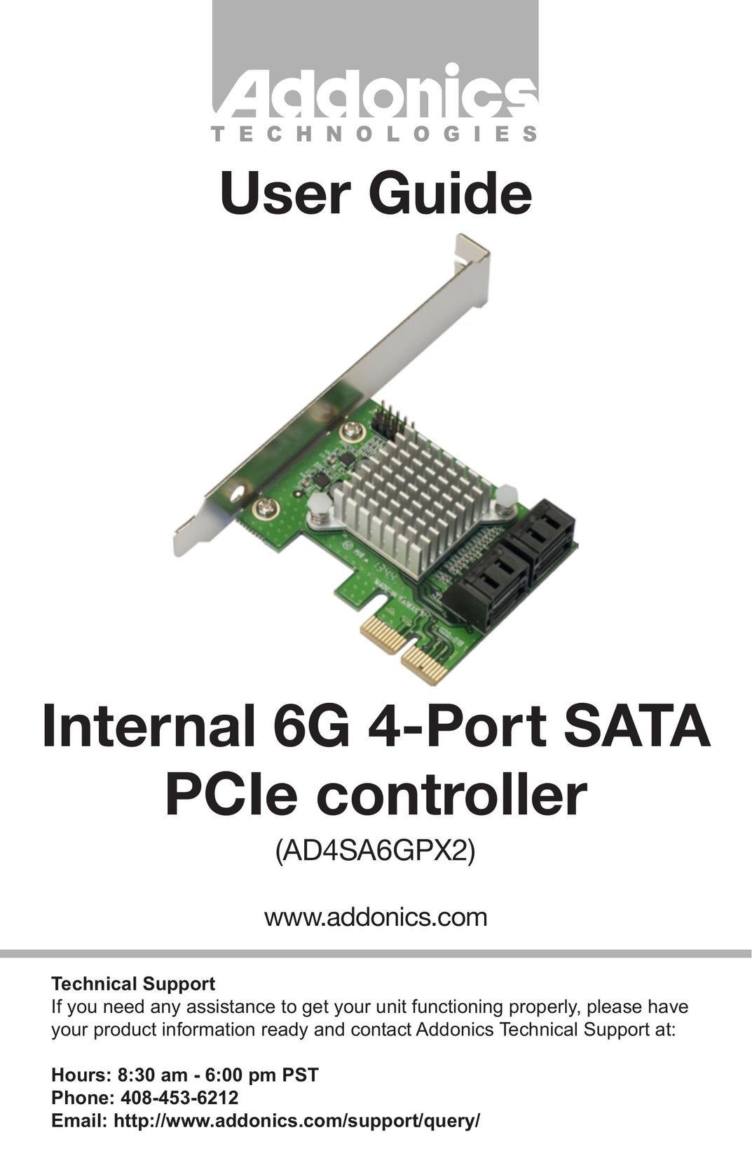 Addonics Technologies AD4SA6GPX2 Computer Hardware User Manual