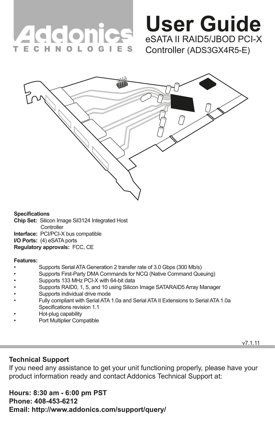 Addonics Technologies ADS3GX4R5-E Computer Hardware User Manual