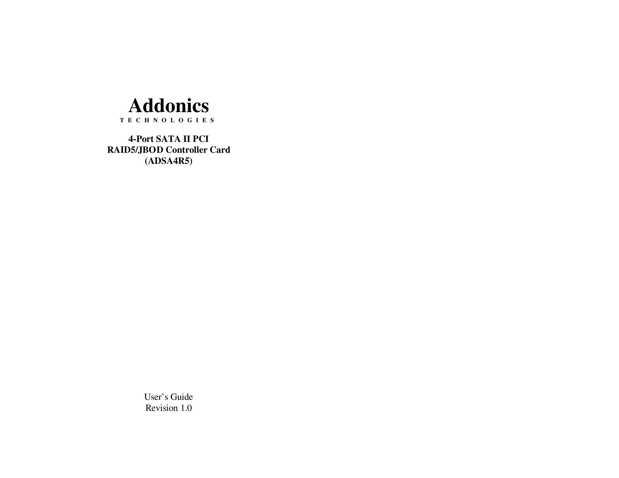 Addonics Technologies ADSA4R5 Computer Hardware User Manual