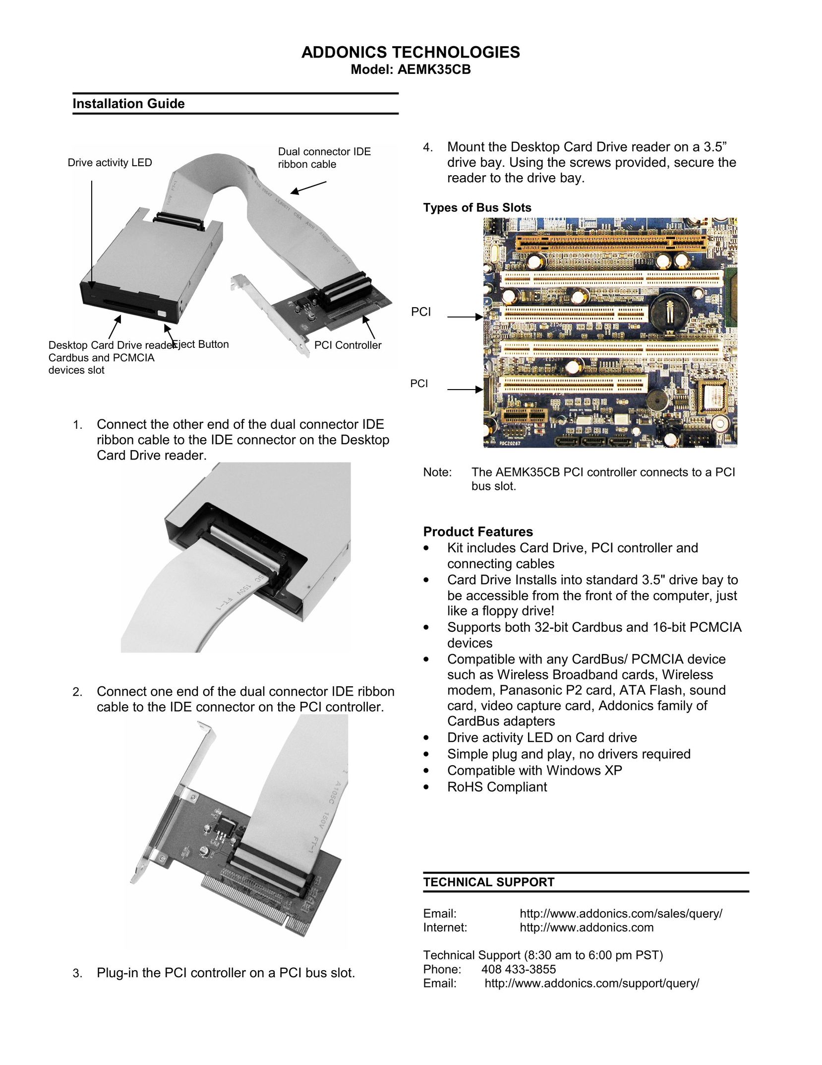 Addonics Technologies AEMK35CB Computer Hardware User Manual