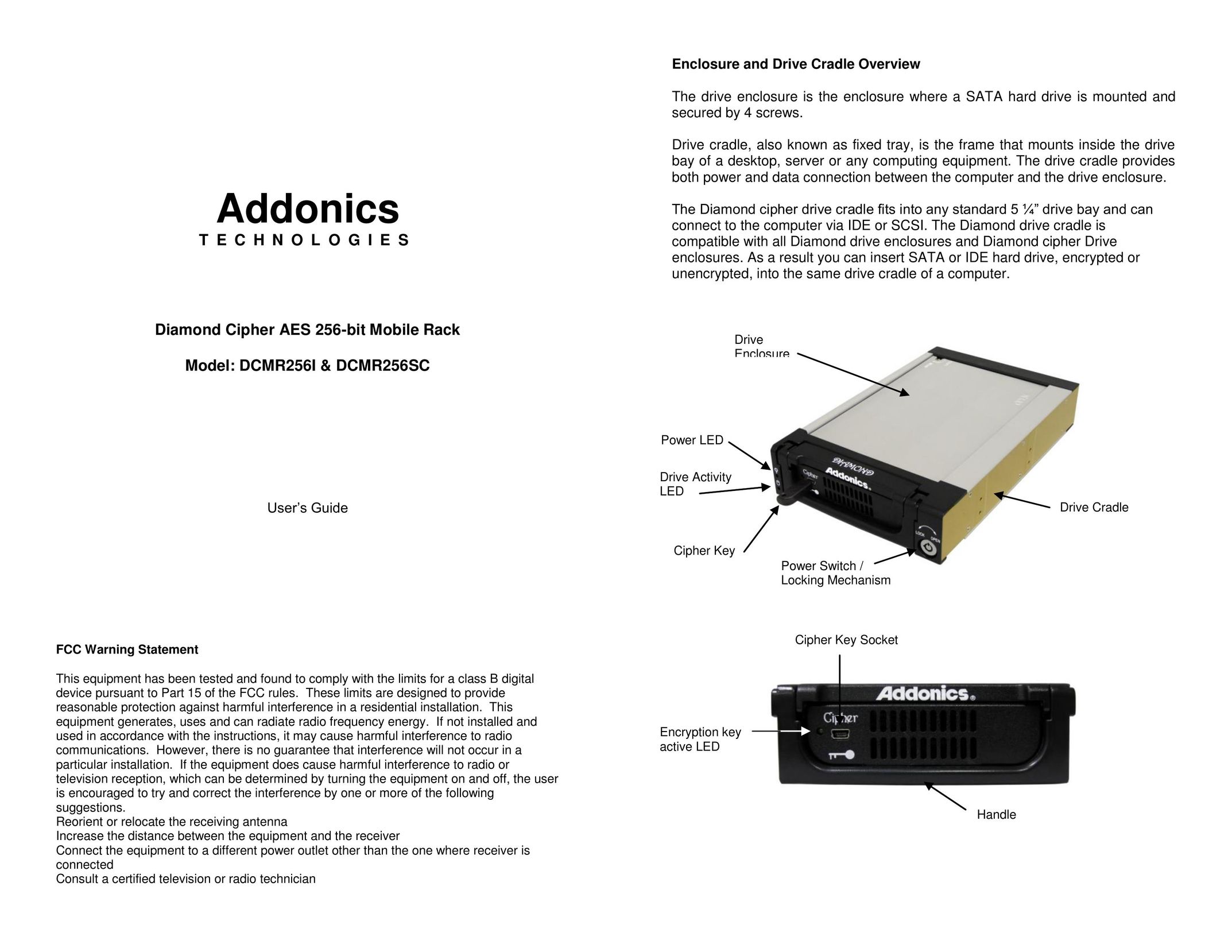 Addonics Technologies DCMR256I Computer Hardware User Manual