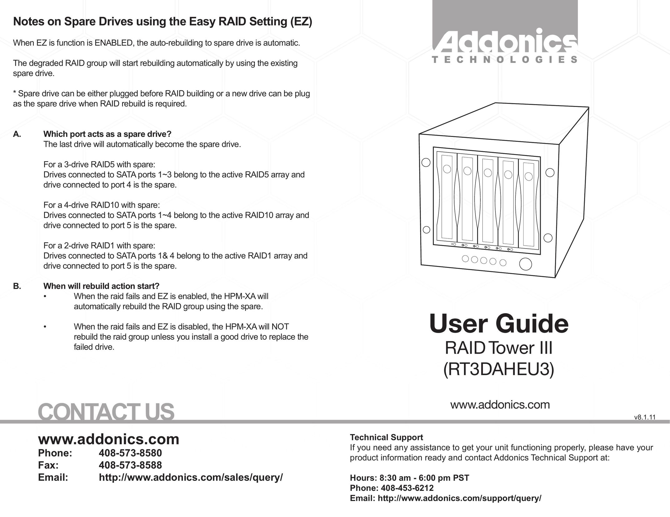 Addonics Technologies RT3DAHEU3 Computer Hardware User Manual