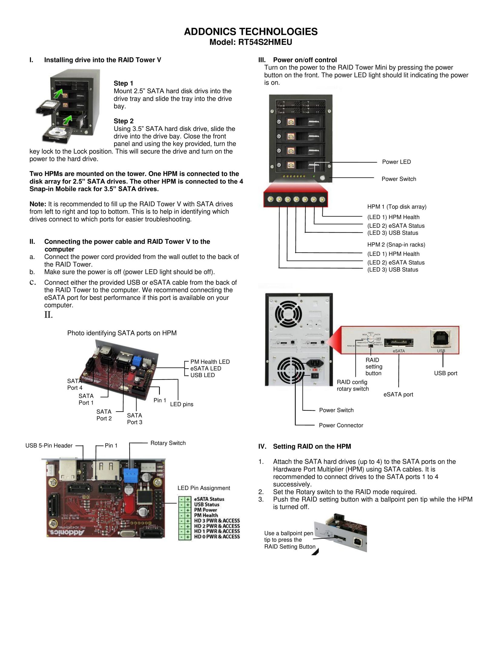 Addonics Technologies RT54S2HMEU Computer Hardware User Manual