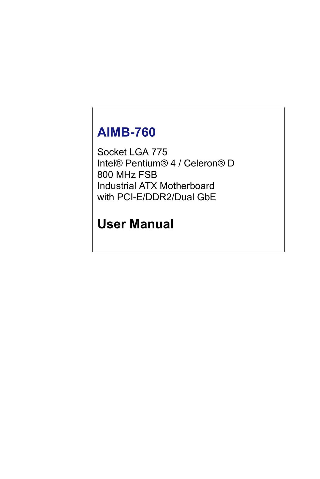 Advantech AIMB-760 Computer Hardware User Manual