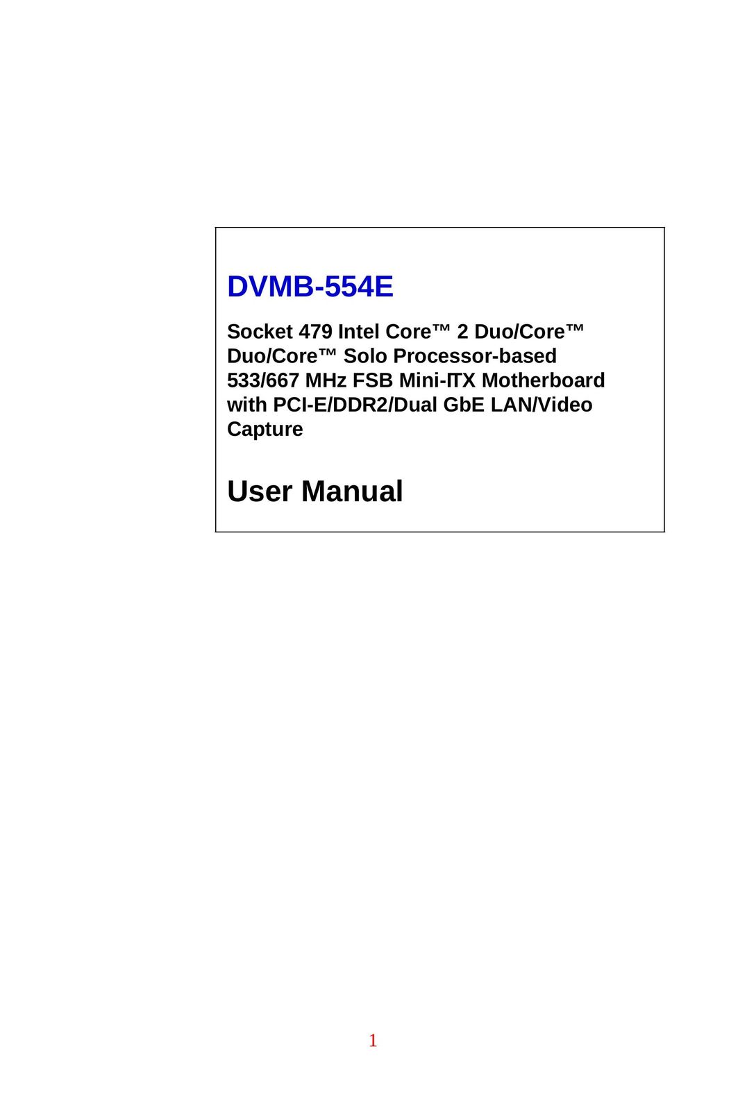 Advantech DVMB-554E Computer Hardware User Manual