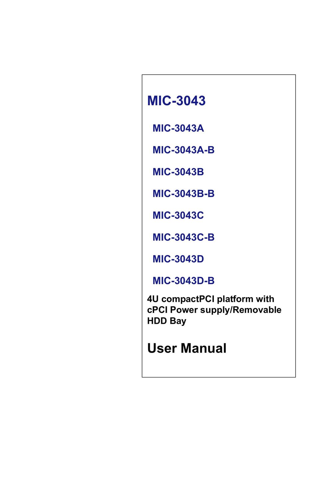 Advantech MIC-3043 Computer Hardware User Manual