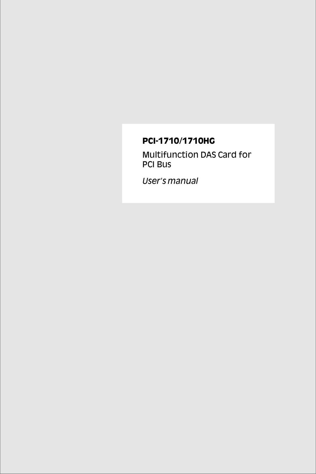 Advantech PCI-1710 Computer Hardware User Manual