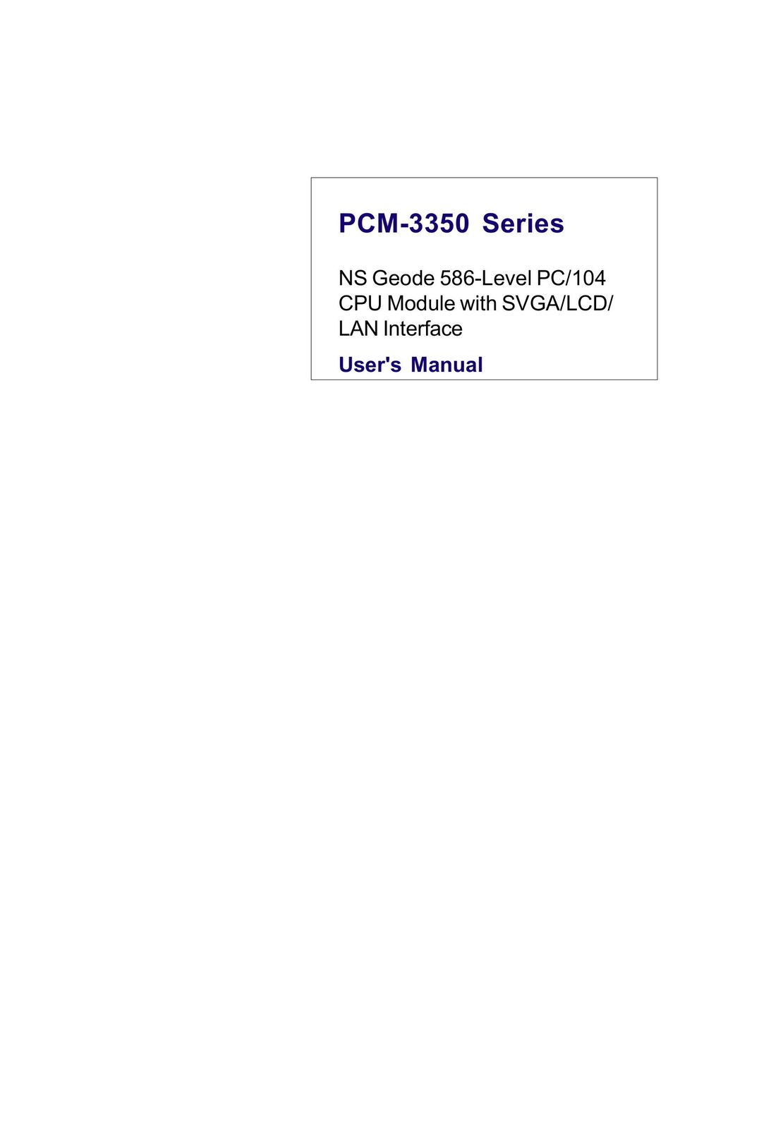 Advantech PCM-3350 Series Computer Hardware User Manual