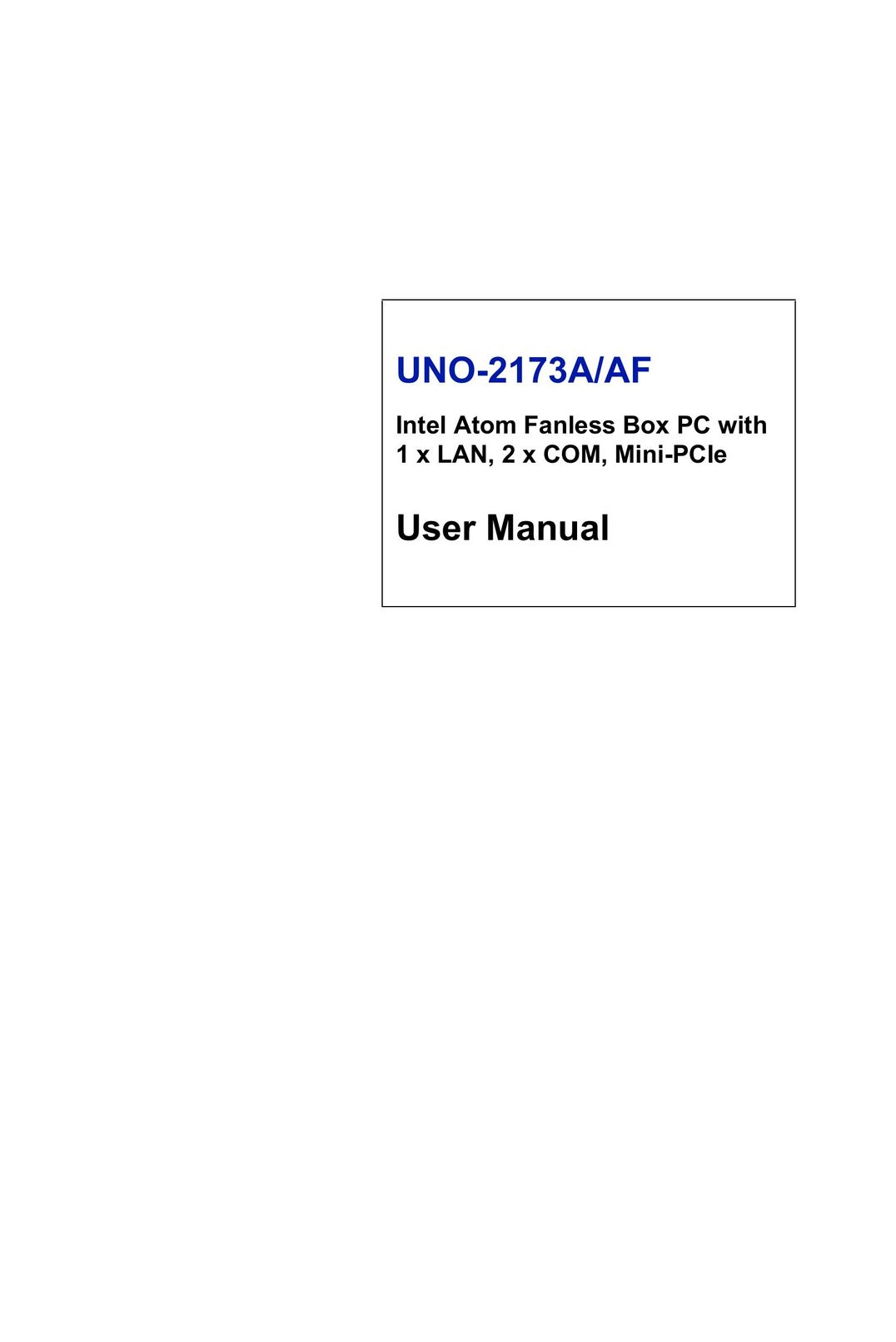 Advantech UNO 2173A/AF Computer Hardware User Manual