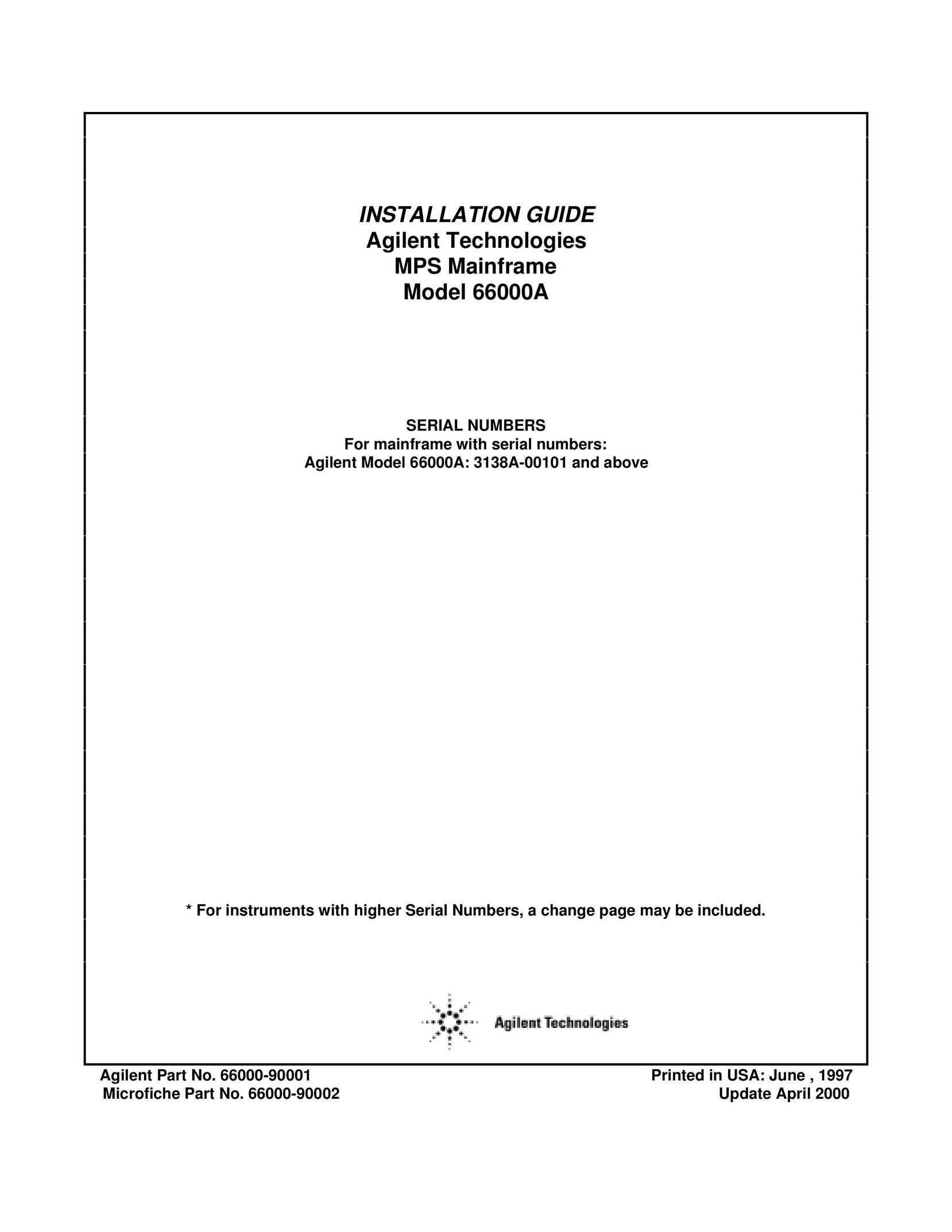 Agilent Technologies 3138A-00101 and above Computer Hardware User Manual
