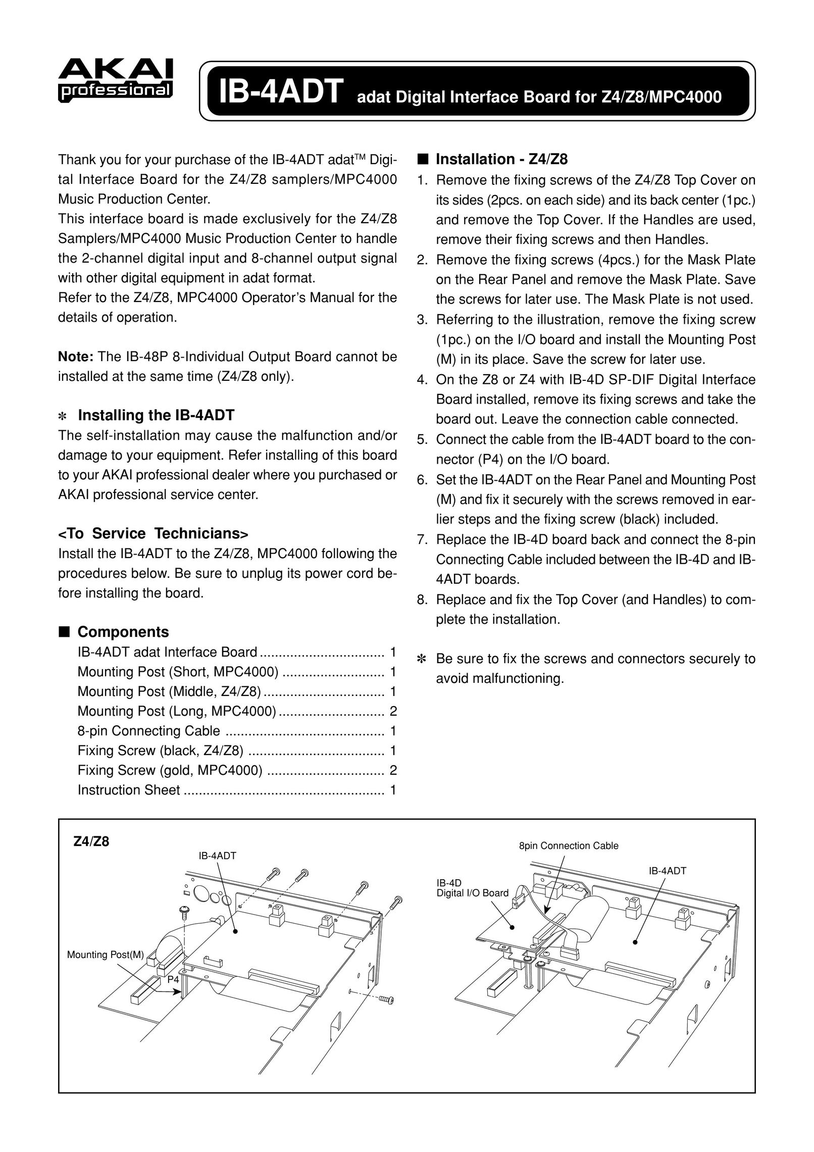 Akai IB-4ADT Computer Hardware User Manual