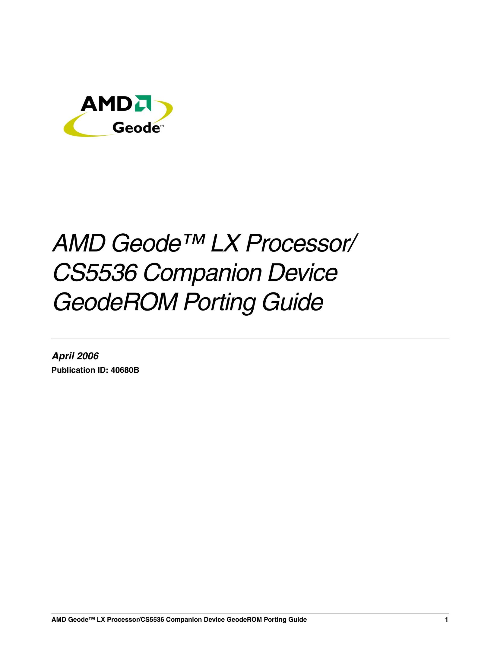 AMD CS5536 Computer Hardware User Manual