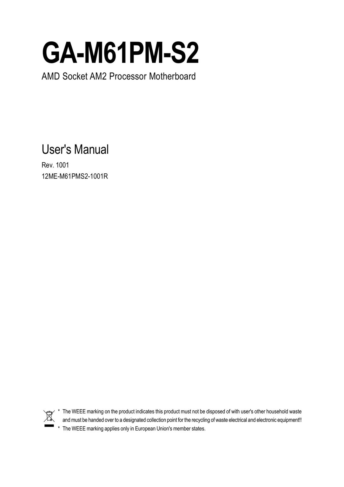 AMD GA-M61PM-S2 Computer Hardware User Manual
