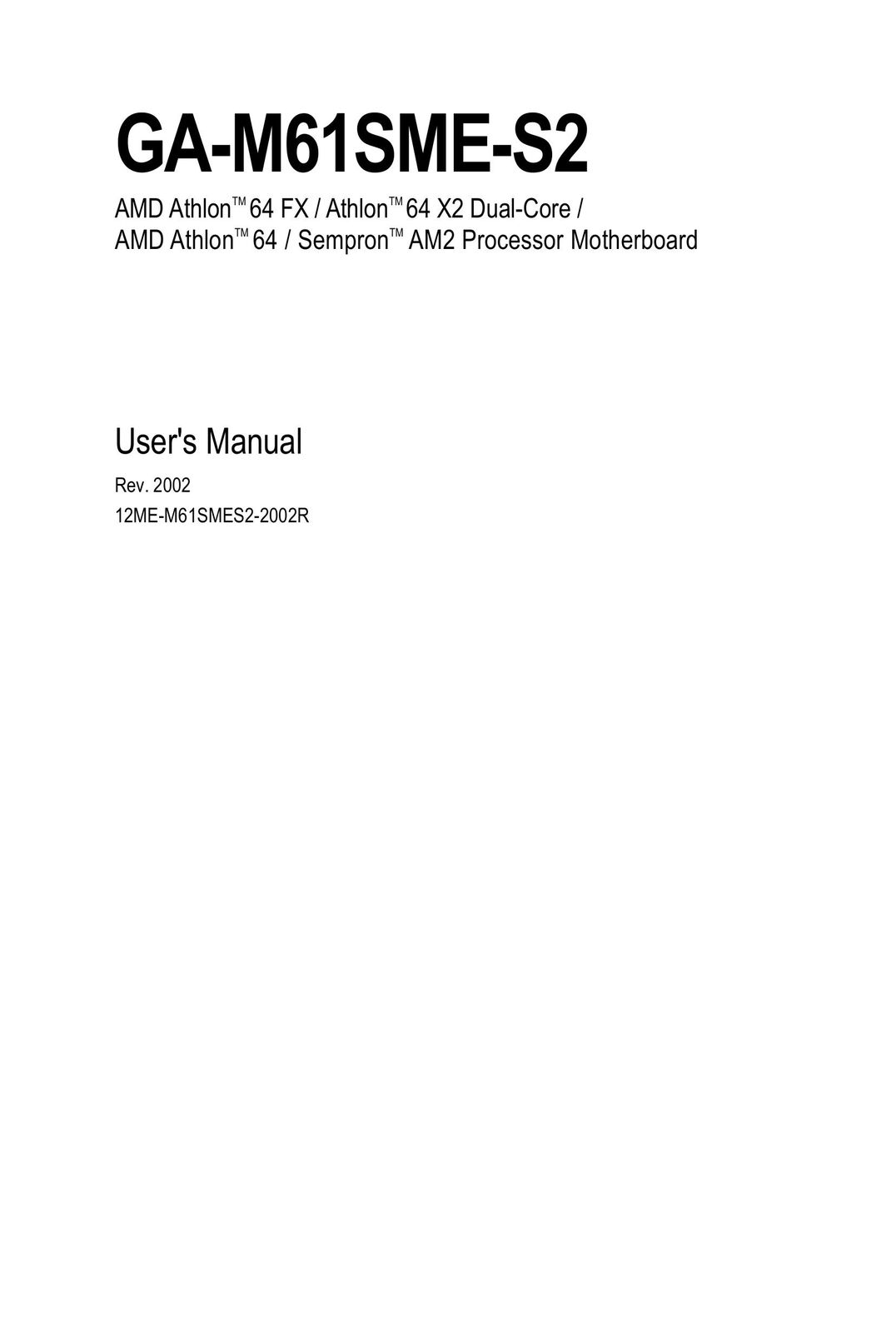 AMD GA-M61SME-S2 Computer Hardware User Manual