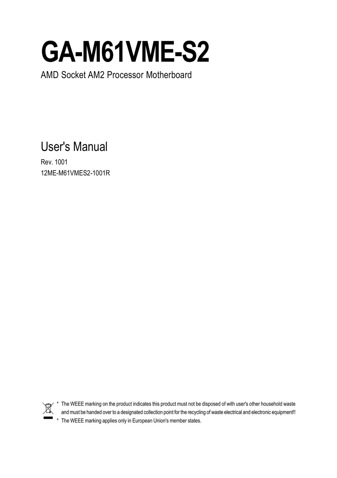 AMD GA-M61VME-S2 Computer Hardware User Manual