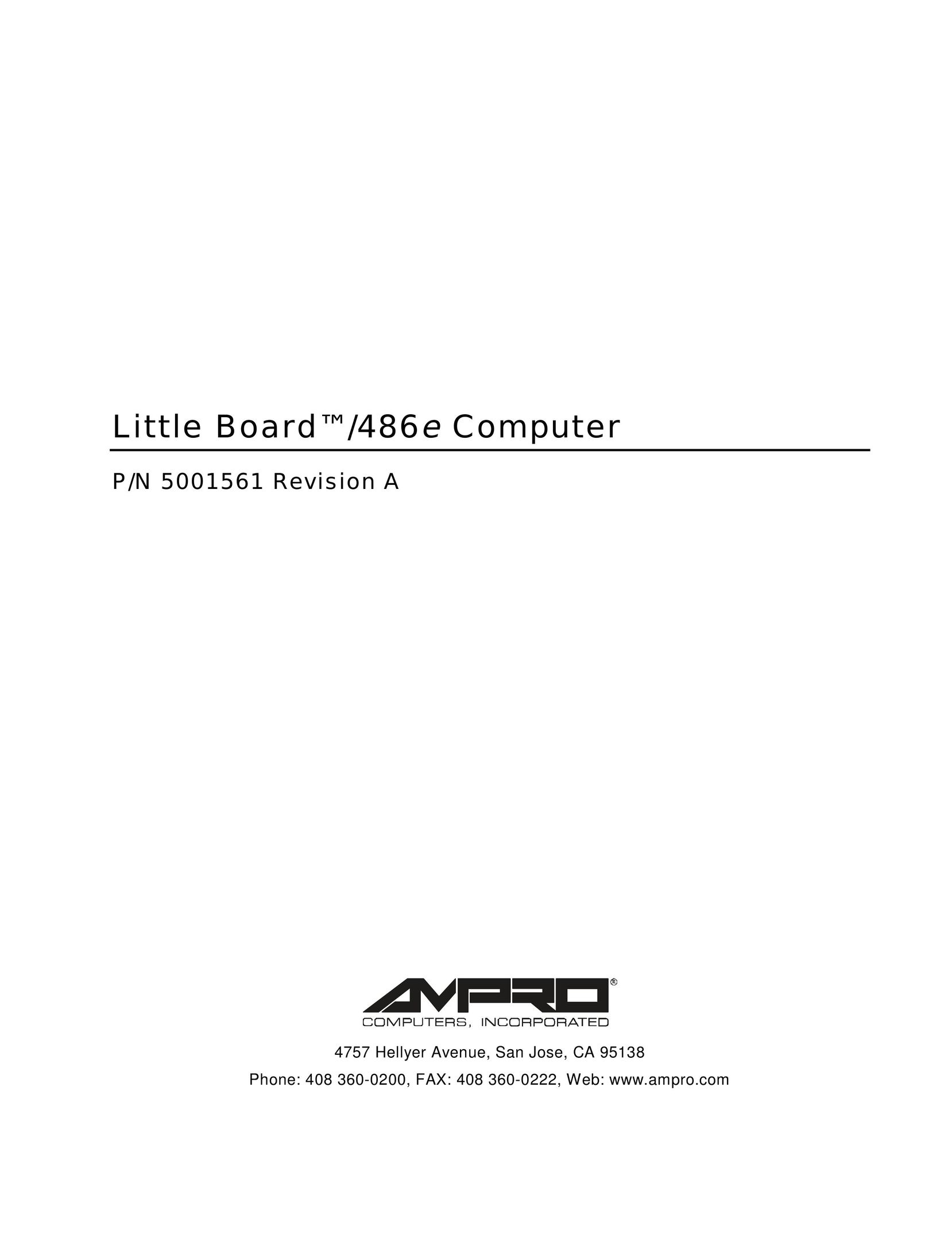 Ampro Corporation 486E Computer Hardware User Manual
