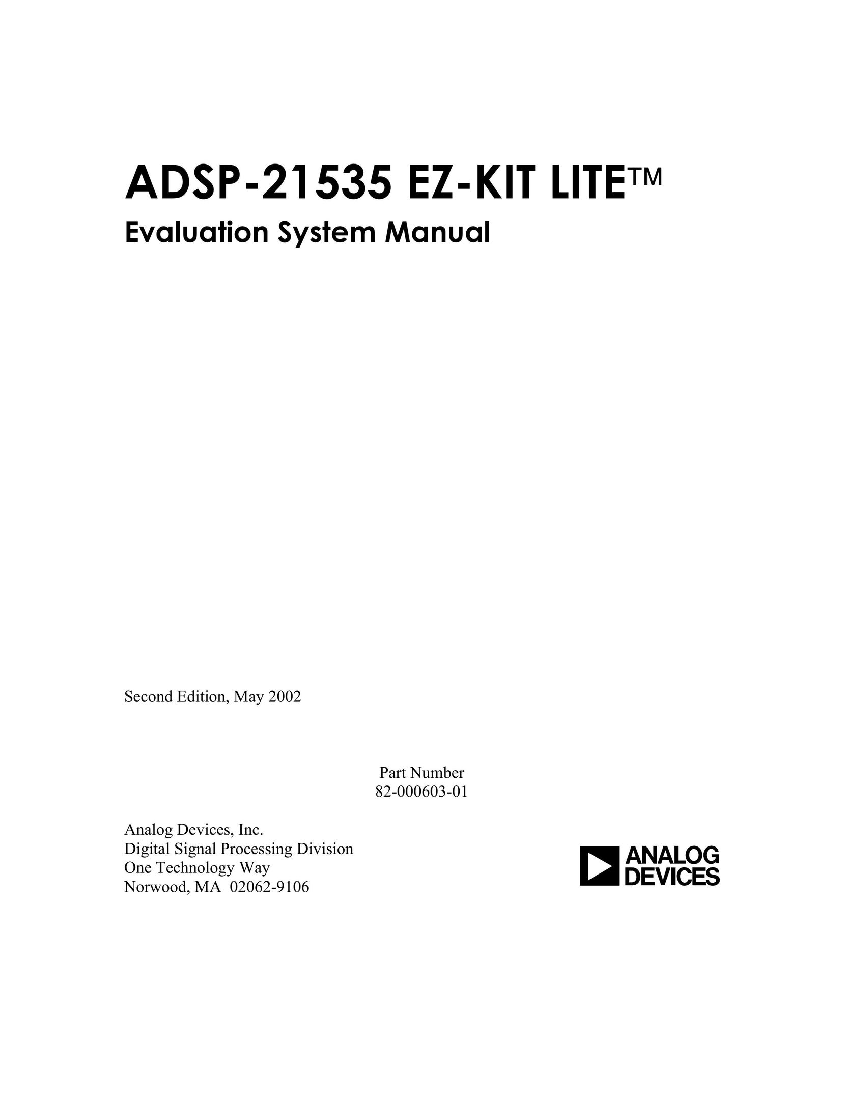 Analog Devices ADSP-21535 E-KIT LITE Computer Hardware User Manual
