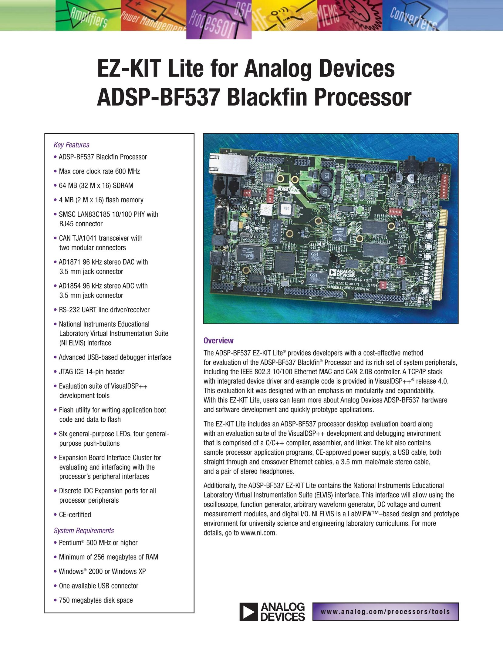Analog Devices ADSP-BF537 Computer Hardware User Manual